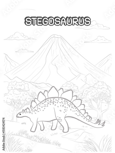 Cute Stegosaurus Coloring Book 01