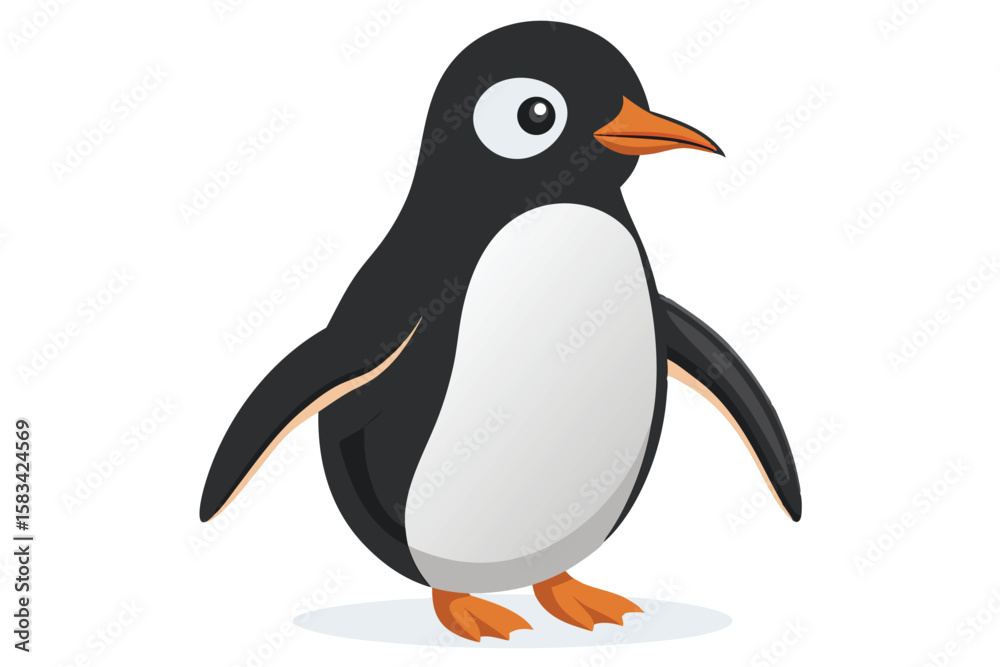 Fototapeta premium Adorable Cartoon Penguin Illustration Standing Tall with a Sweet Expression and Playful Disposition