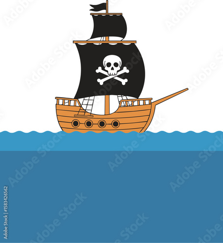 Minimal Flat Design Pirate Ship