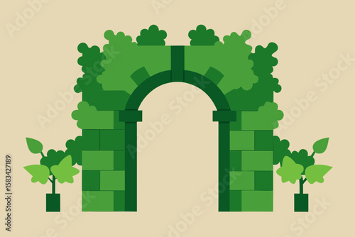 A vector illustration of an ancient castle, green house, and eco-friendly city design within an urban landscape