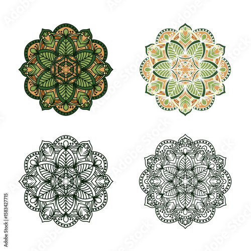 Hand drawn doodle mandala. Ethnic mandala with colorful tribal ornament. Isolated. Bright colors.