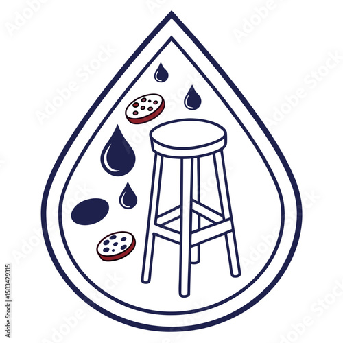 Wooden stool cleaning illustration for diarrhea icon