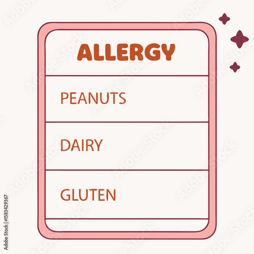 Allergy information graphic, flat design, red and pink, for health awareness