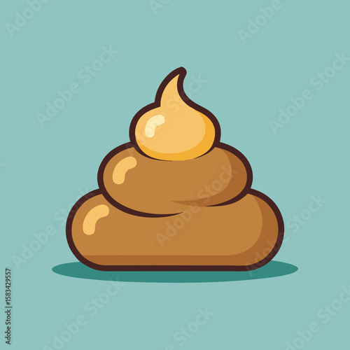 Cartoon poop illustration in brown and yellow tones, for websites and blogs