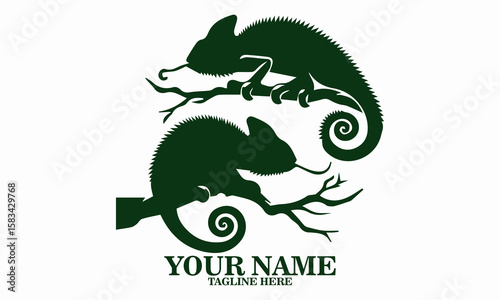 Illustration vector a chameleon flicking its tongue, chameleon flicking its tongue icon design, chameleon flicking its tongue logo art