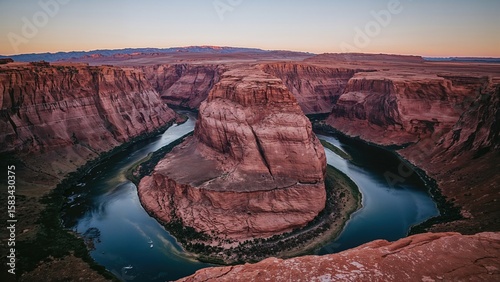 Stunning vista of a river bend surrounded by steep cliffs