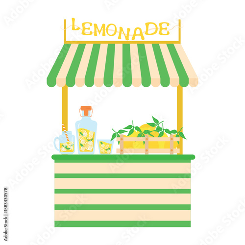 Kiosk, shop with refreshing natural lemonade in a carafe with mint and ice.