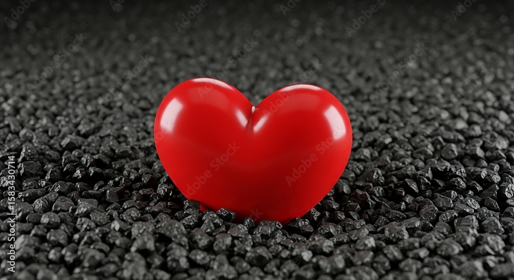 Fototapeta premium red heart on black background