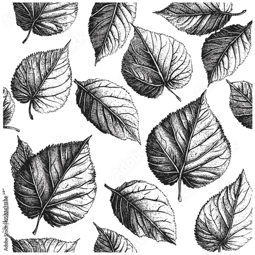 Hand-drawn forest floor sketch, engraved leaf litter texture, antique natural surface, retro decomposed design, autumn leaves pattern, organic nature texture, vector illustration.