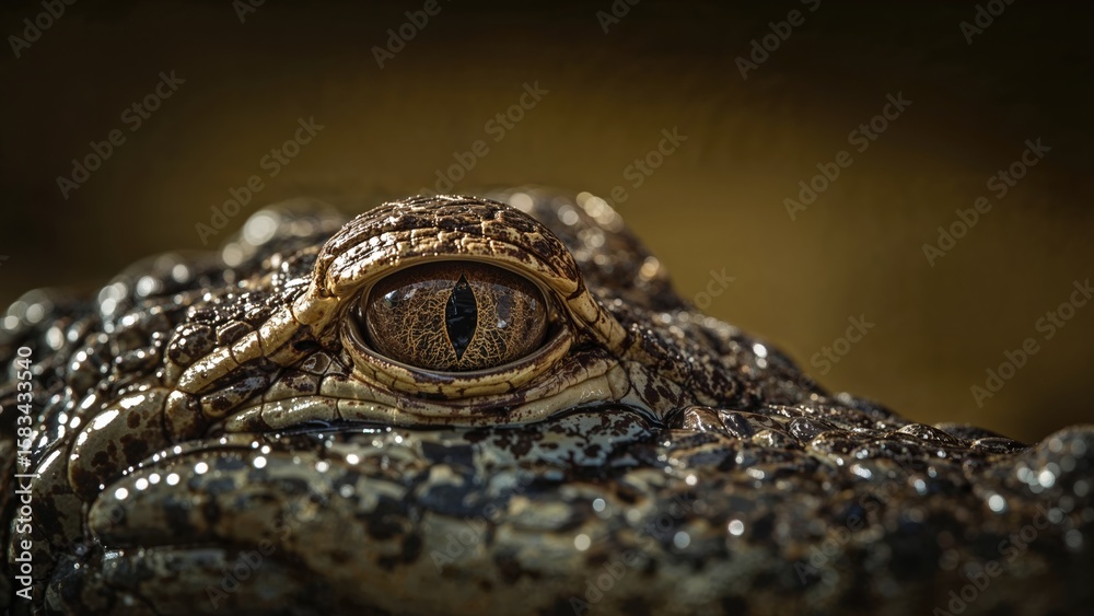 Fototapeta premium Close-up of Infant Crocodile's Eye at a Wildlife Sanctuary
