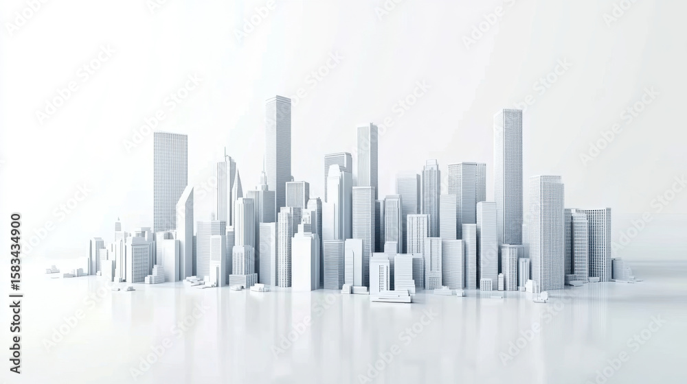 Fototapeta premium white city scape with skyscraper