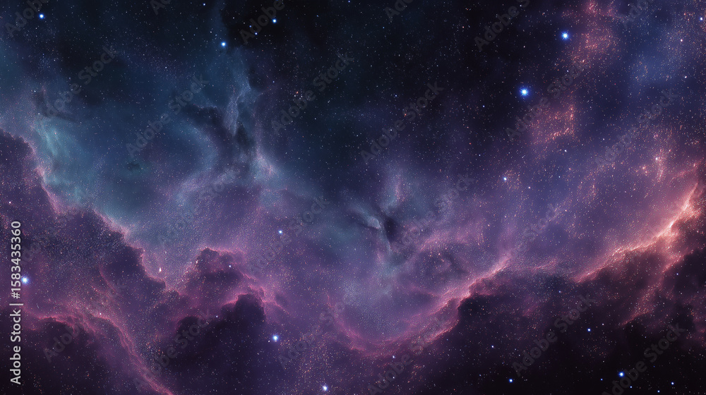 Fototapeta premium Cosmic Nebula Purple and Teal Space Background