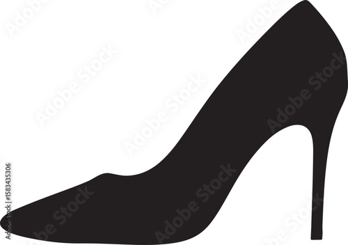 High heel Silhouette, heel icon, high heels shoes vector icon silhouette, shoe high heel silhouette vector isolated on white background