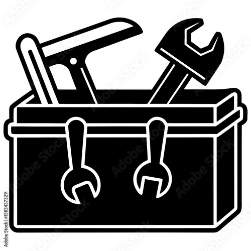 Toolbox with open silhouette illustration