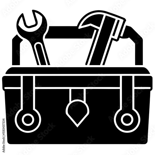 Toolbox with open silhouette illustration