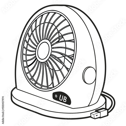 Portable air circulator, USB powered for personal cooling, isolated on a white background.
