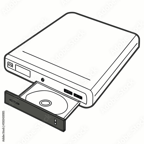 Portable DVD drive, with a slim profile, on a clean white background.