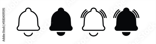 Bell Notification Icons – Minimalist Alert Symbol Set