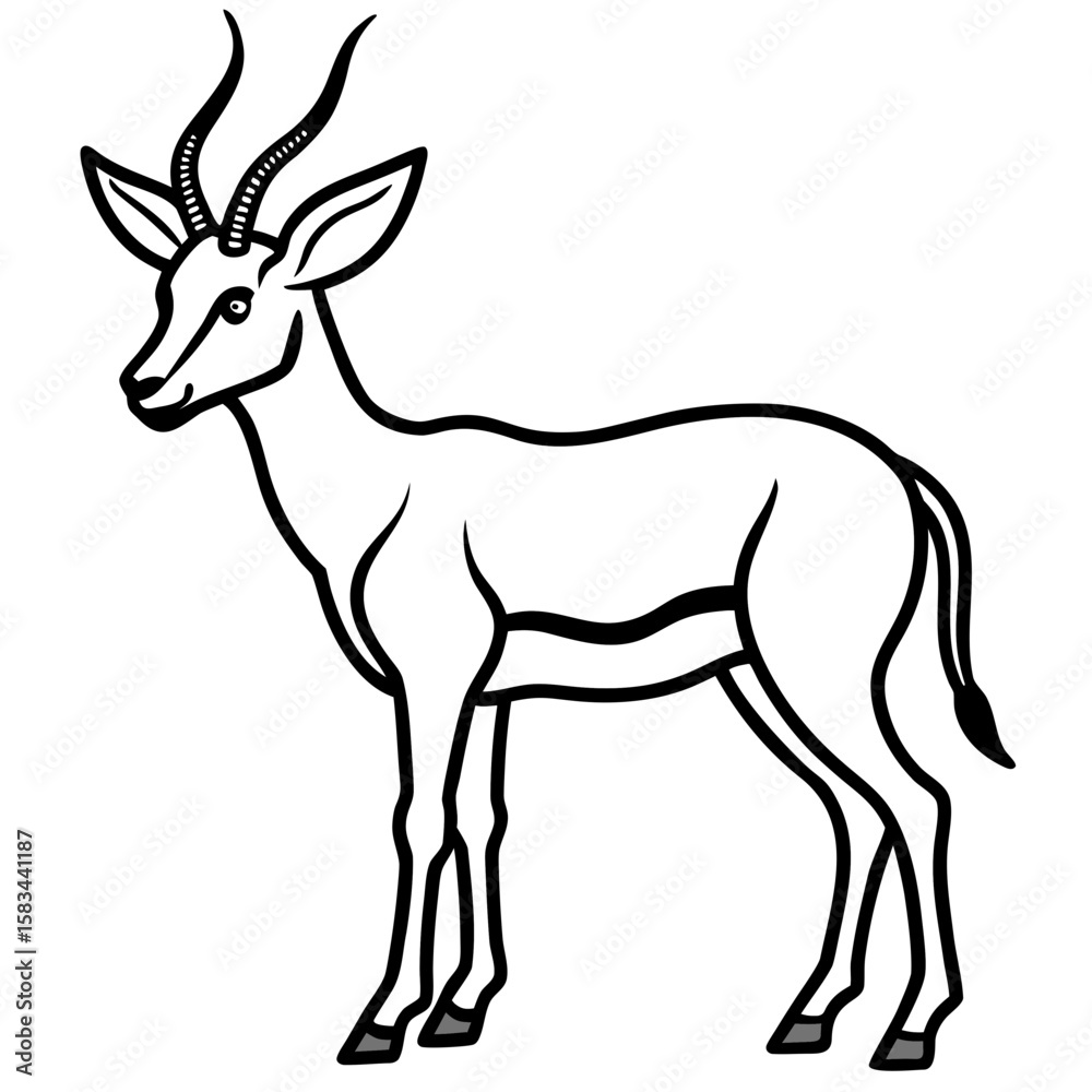 Fototapeta premium Antelope line art vector