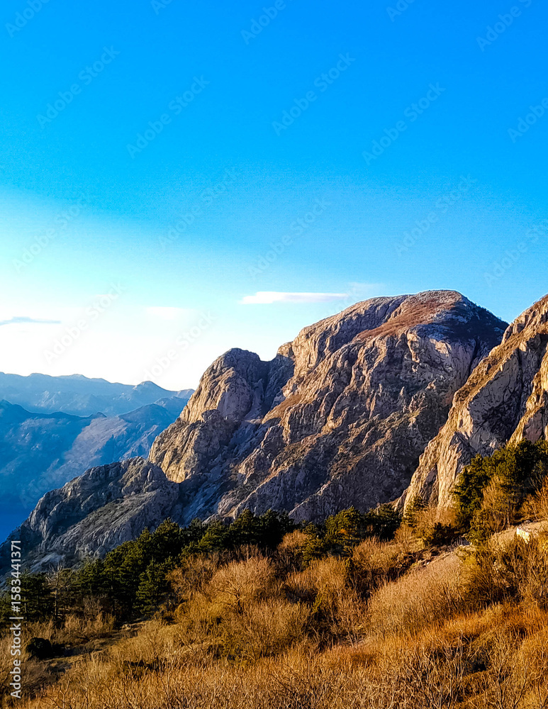 Obraz premium Sunny day over Lovocen Mountain.