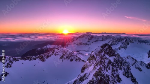 Winter sunrise snowy landscape