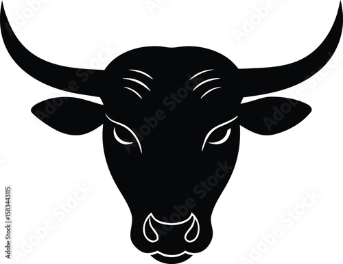 bull head, cow head silhouette vector illustration