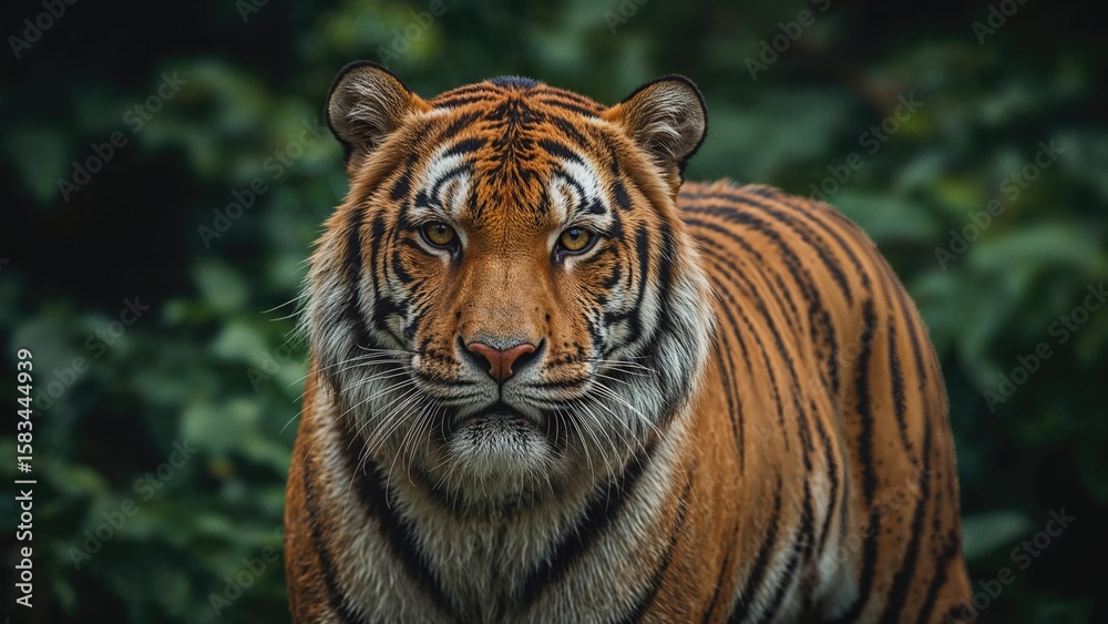 Fototapeta premium Sleek Asian tiger set on a blurred background