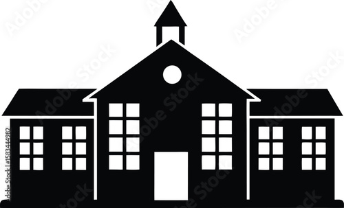 school building silhouette vector icon