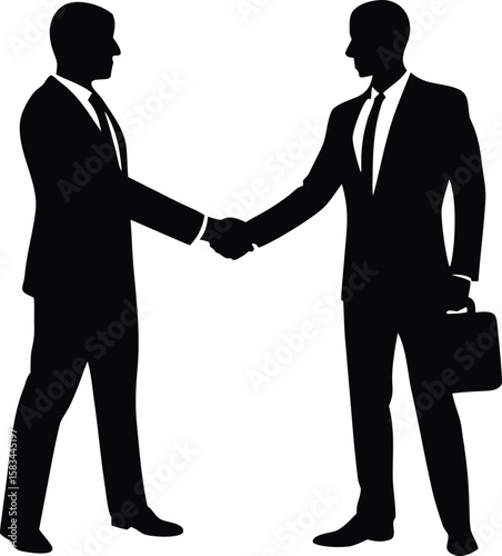 two businessman handshake silhouette vector
