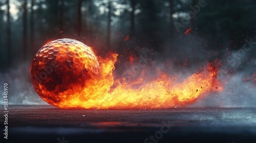Wallpaper Mural Fiery golf ball hurtles through forest Torontodigital.ca