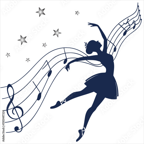 Ballet Dancer Musical Line Art Performance Vector