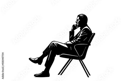 Young Depressed man With Tangled Thoughts Sitting On Chair