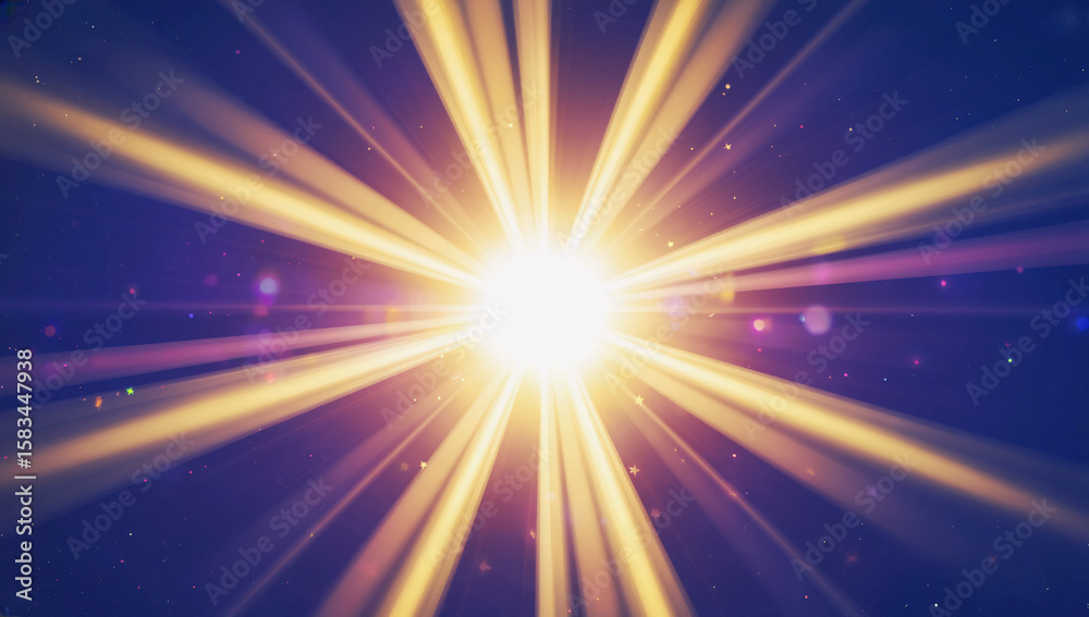 Naklejka premium glowing abstract sun burst with digital lens flare.can your adjust the color of the light rays using adjustment layer like Gradient Selective Color, and create sunlight, optical flare