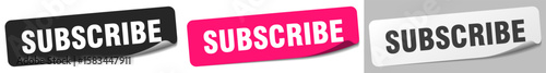 subscribe sticker. subscribe sticker set on white background