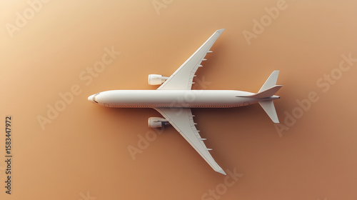 Wallpaper Mural A white airplane is on a tan background. The airplane is positioned in the middle of the image Torontodigital.ca