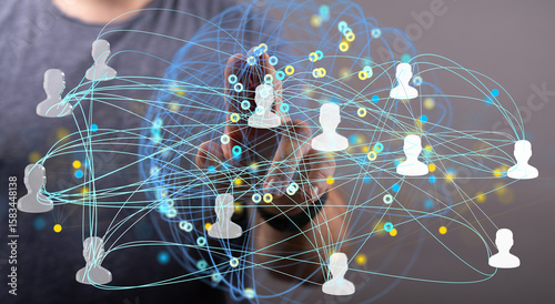 Tableau sur toile Image depicts a network of interconnected people, symbolizing global communication and collaboration