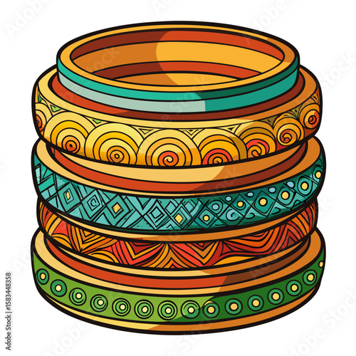 Elegant stylized drawing of stacked bangle bracelets with a minimalist aesthetic
