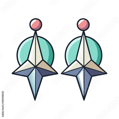 Minimalist sketch of delicate stud earrings featuring small stars