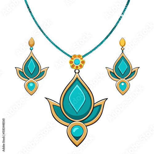 Elegant matching necklace and earrings jewelry set design