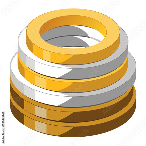 Elegant stack of gold and silver bracelets with a textured metallic finish