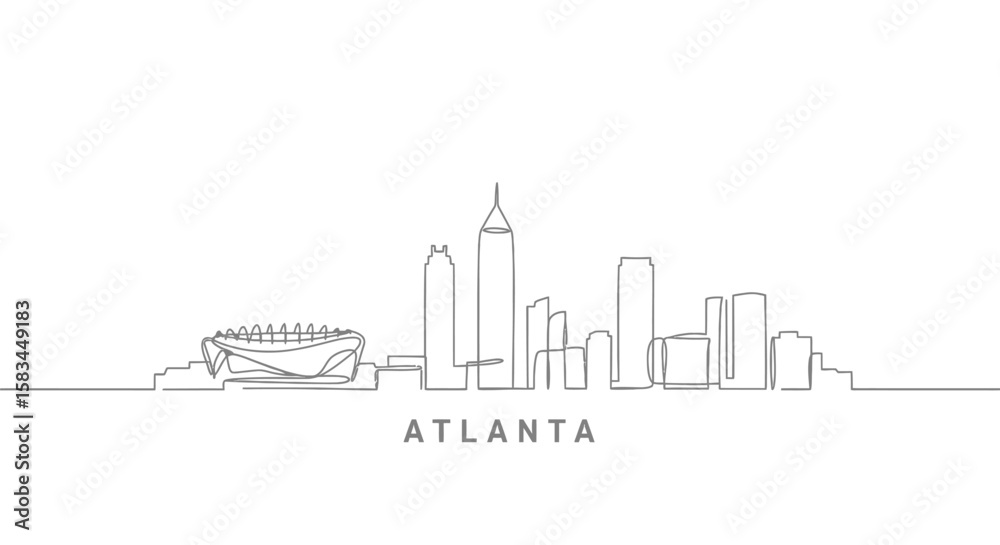 Obraz premium Atlanta Skyline Minimal Line Art Georgia USA.