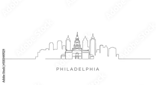 Philadelphia Skyline with Minimalist, and Line Art.