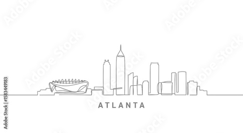 Atlanta Skyline Minimal Line Art Georgia USA.
