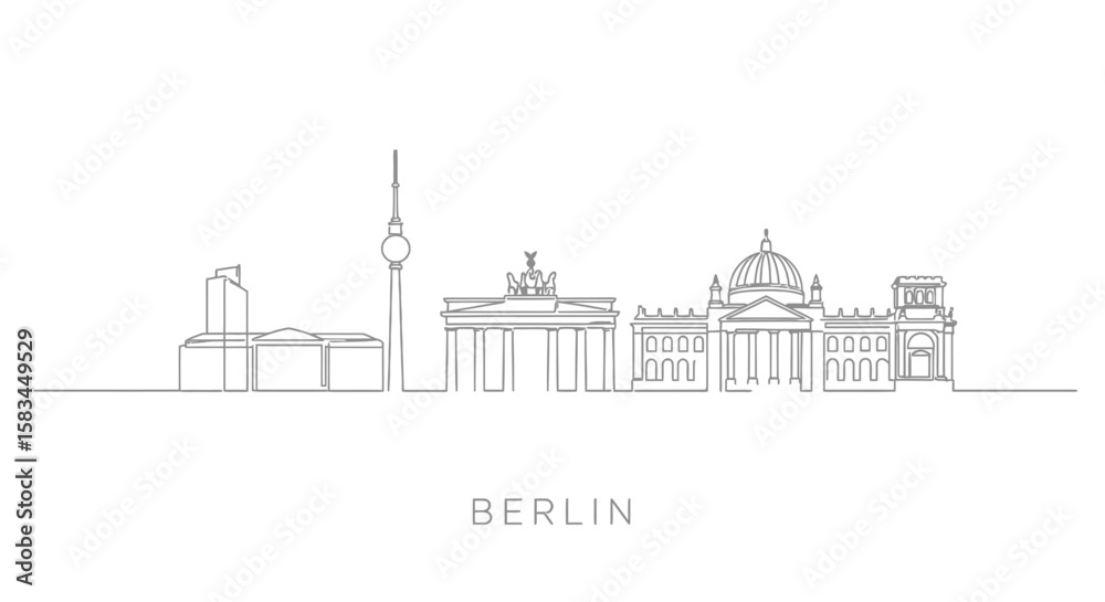 Obraz premium Berlin Skyline Minimalist Line Art Landmark.