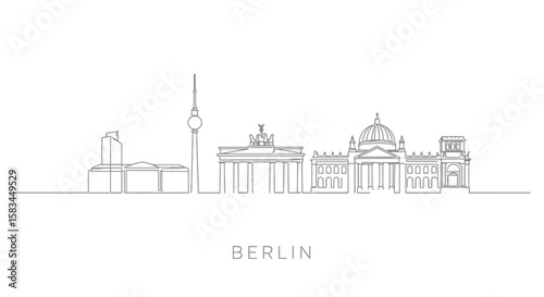 Berlin Skyline Minimalist Line Art Landmark.