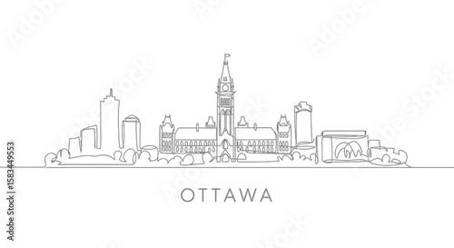 Ottawa Skyline Canada Cityscape Line Art.