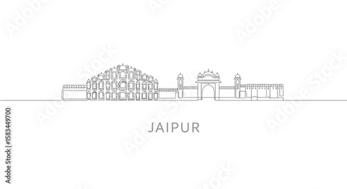 Jaipur skyline minimal vector drawing.