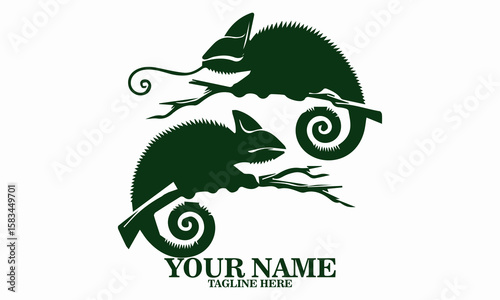 Illustration vector a chameleon flicking its tongue, chameleon flicking its tongue icon design, chameleon flicking its tongue logo art