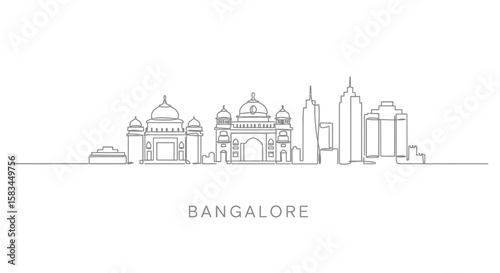 Bangalore skyline with Karnataka, India, and Cityscape.