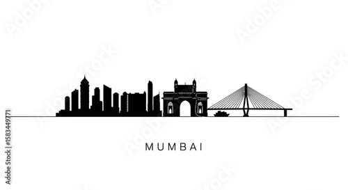 Mumbai Skyline Silhouette.